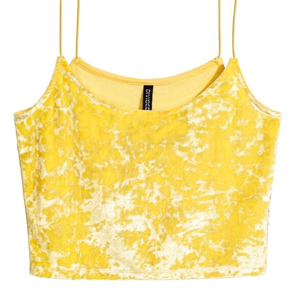 Divided/H&M Small Velour Yellow Crop Top - Picture 2 of 9